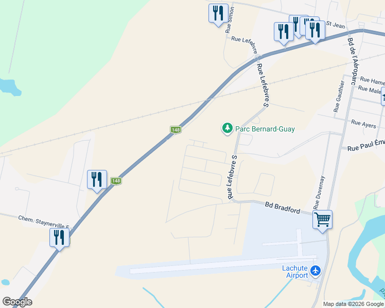 map of restaurants, bars, coffee shops, grocery stores, and more near 88A Rue Bleriot in Saint-André-d'Argenteuil