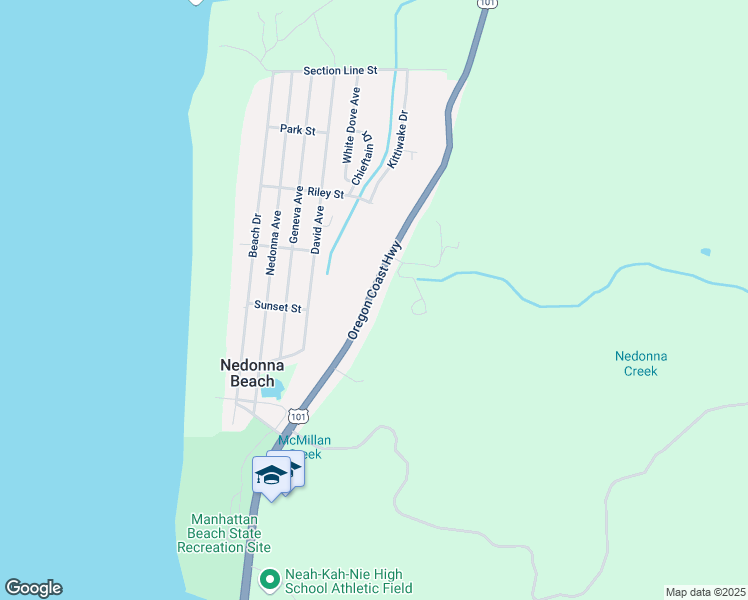 map of restaurants, bars, coffee shops, grocery stores, and more near 26225 North Highway 101 in Rockaway Beach