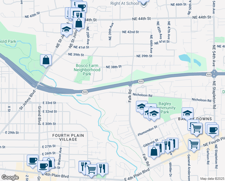 map of restaurants, bars, coffee shops, grocery stores, and more near 3708 Nicholson Road in Vancouver