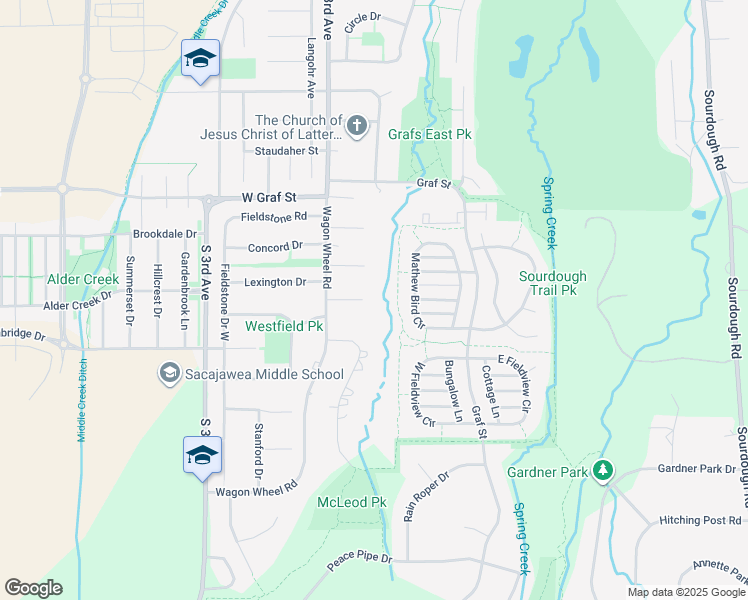 map of restaurants, bars, coffee shops, grocery stores, and more near 102 Silverwood Drive in Bozeman
