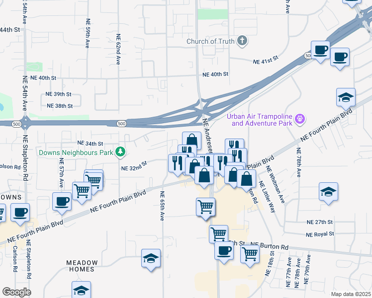map of restaurants, bars, coffee shops, grocery stores, and more near 6926 Northeast Fourth Plain Boulevard in Vancouver