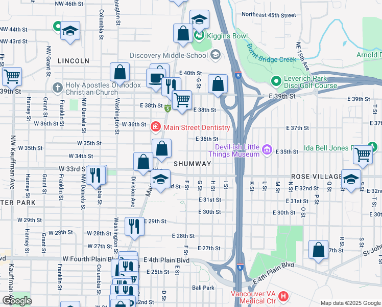 map of restaurants, bars, coffee shops, grocery stores, and more near in Vancouver