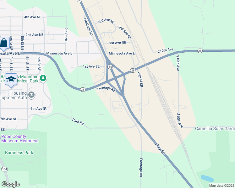 map of restaurants, bars, coffee shops, grocery stores, and more near 420 County Road 21 in Glenwood