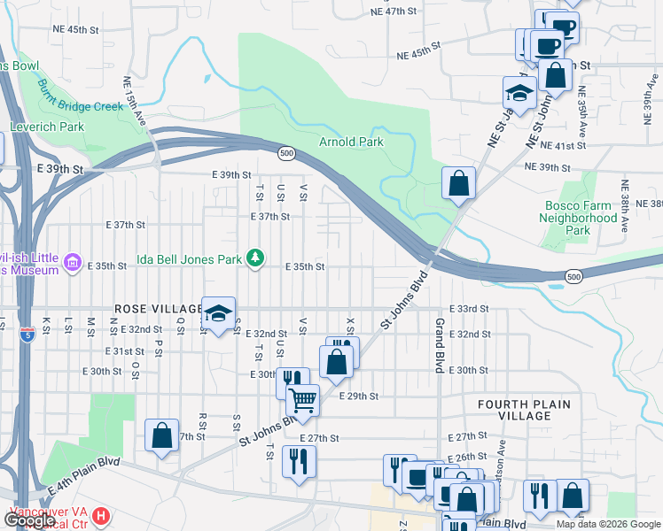map of restaurants, bars, coffee shops, grocery stores, and more near 3414 W Street in Vancouver