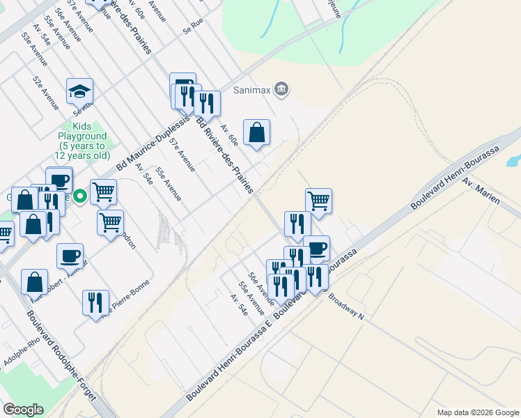 map of restaurants, bars, coffee shops, grocery stores, and more near in Montreal
