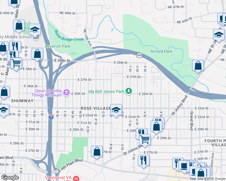map of restaurants, bars, coffee shops, grocery stores, and more near 1712 East 35th Street in Vancouver