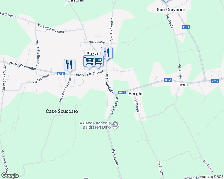 map of restaurants, bars, coffee shops, grocery stores, and more near 14 Via Capitelli in Pozzoleone