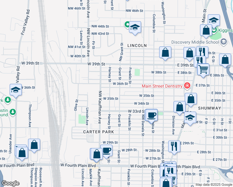 map of restaurants, bars, coffee shops, grocery stores, and more near 715 West 35th Street in Vancouver