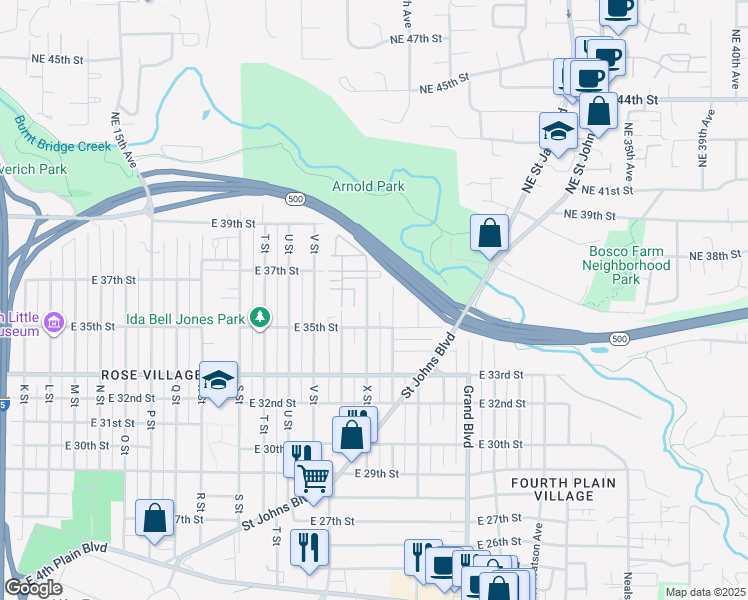map of restaurants, bars, coffee shops, grocery stores, and more near 6 X Street in Vancouver