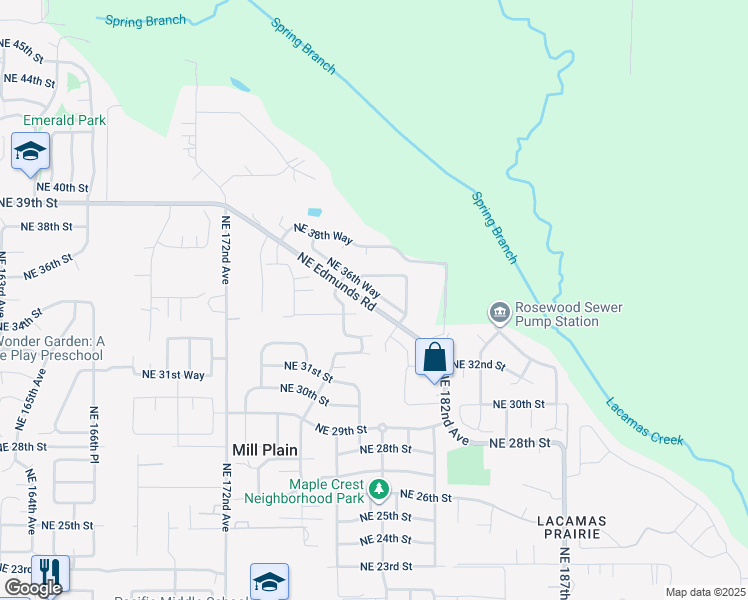 map of restaurants, bars, coffee shops, grocery stores, and more near 17815 Northeast 36th Way in Vancouver
