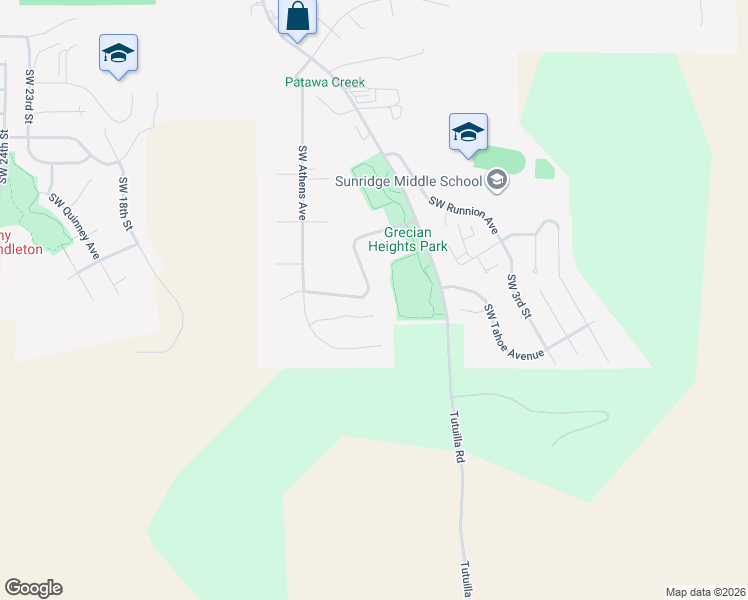 map of restaurants, bars, coffee shops, grocery stores, and more near 1838 Southwest Athens Avenue in Pendleton