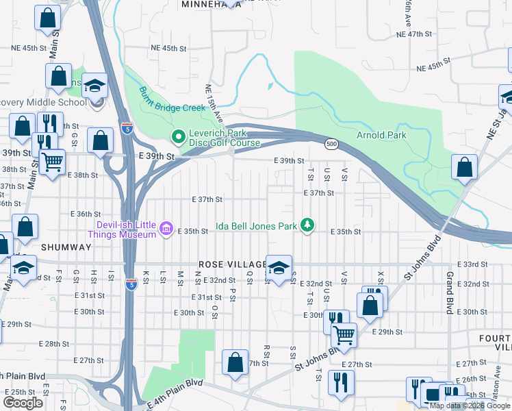 map of restaurants, bars, coffee shops, grocery stores, and more near 3615 Q Street in Vancouver