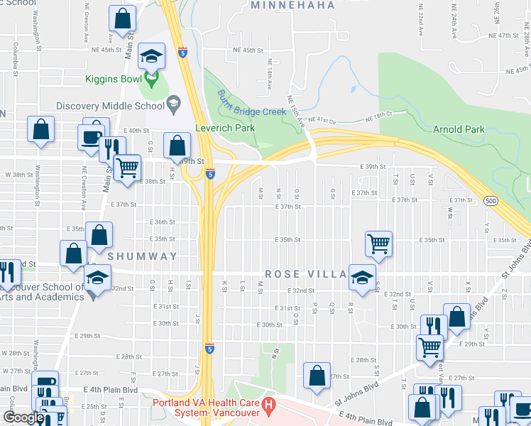 map of restaurants, bars, coffee shops, grocery stores, and more near 3609 M Street in Vancouver