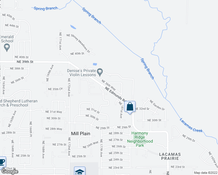 map of restaurants, bars, coffee shops, grocery stores, and more near 17801 Northeast 36th Way in Vancouver