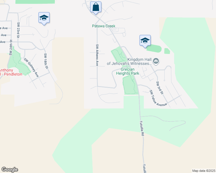 map of restaurants, bars, coffee shops, grocery stores, and more near 1804 Southwest Athens Avenue in Pendleton