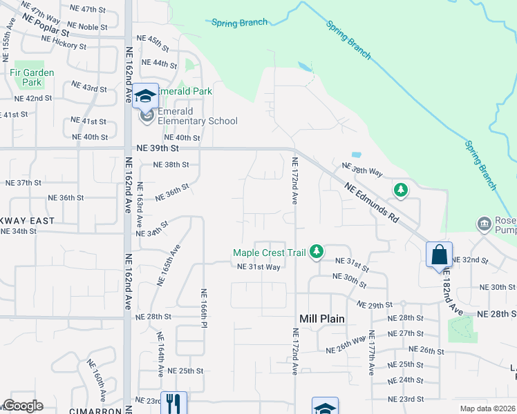 map of restaurants, bars, coffee shops, grocery stores, and more near 16916 Northeast 35th Circle in Vancouver