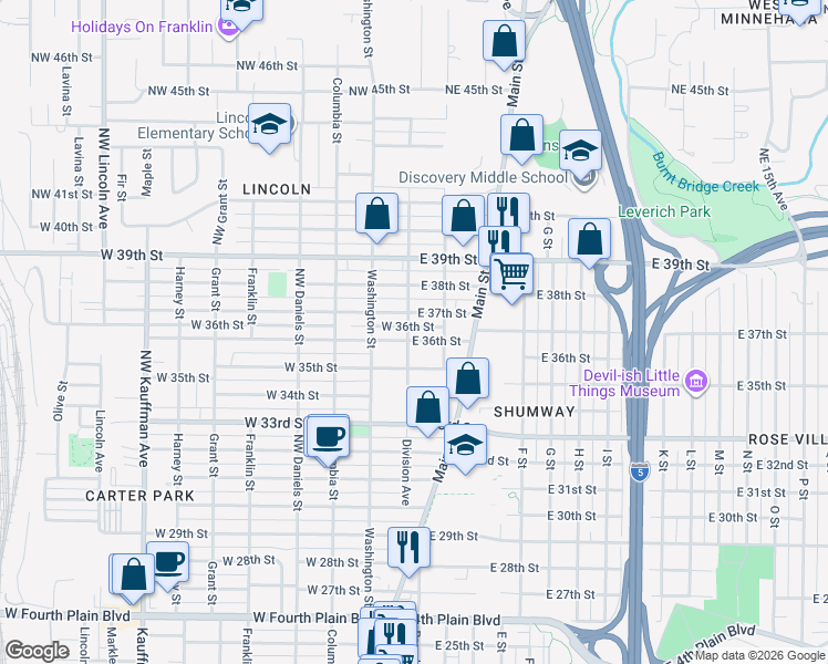 map of restaurants, bars, coffee shops, grocery stores, and more near 110 East 36th Street in Vancouver