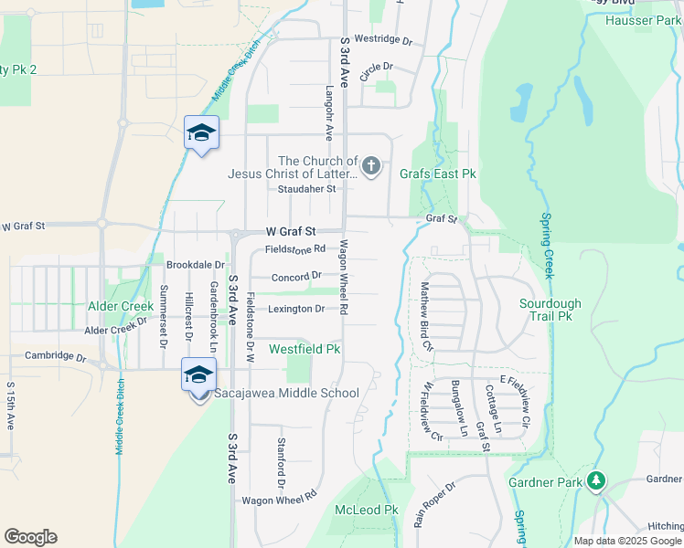 map of restaurants, bars, coffee shops, grocery stores, and more near 300 Concord Drive in Bozeman