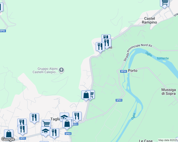 map of restaurants, bars, coffee shops, grocery stores, and more near 19 Via Carletti in Castelli Calepio