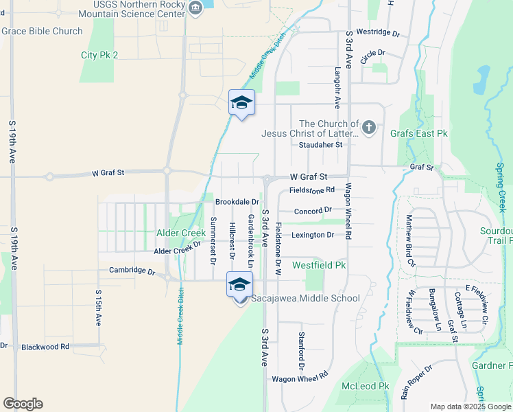 map of restaurants, bars, coffee shops, grocery stores, and more near 3106 Gardenbrook Lane in Bozeman