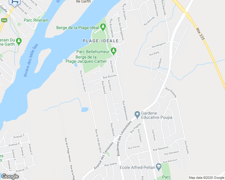 map of restaurants, bars, coffee shops, grocery stores, and more near 86 Rue Baron in Laval