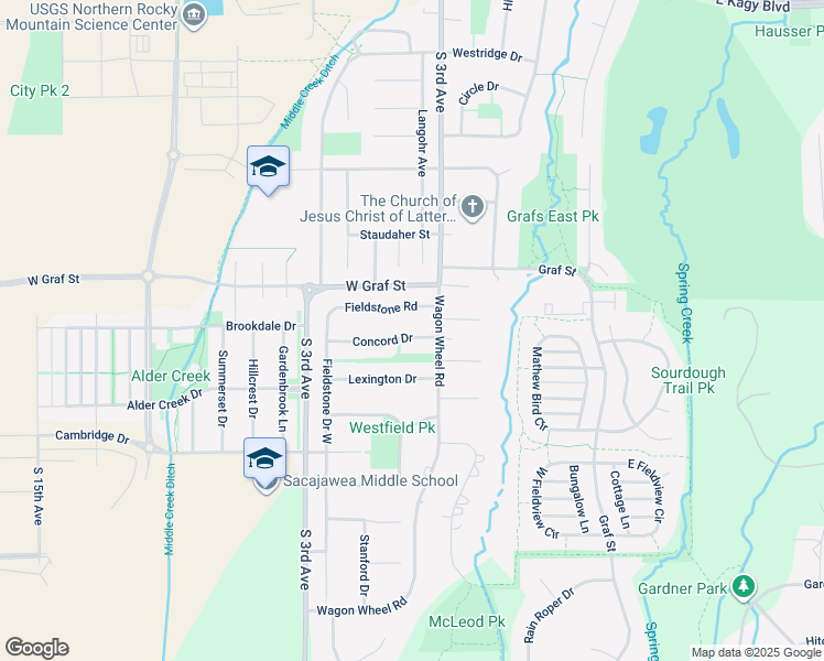 map of restaurants, bars, coffee shops, grocery stores, and more near 385 Concord Drive in Bozeman