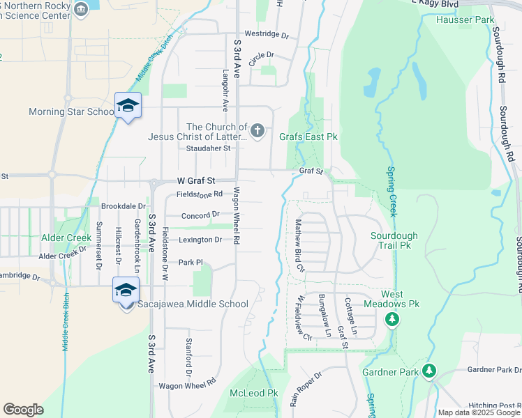 map of restaurants, bars, coffee shops, grocery stores, and more near 107-111 Heritage Drive in Bozeman