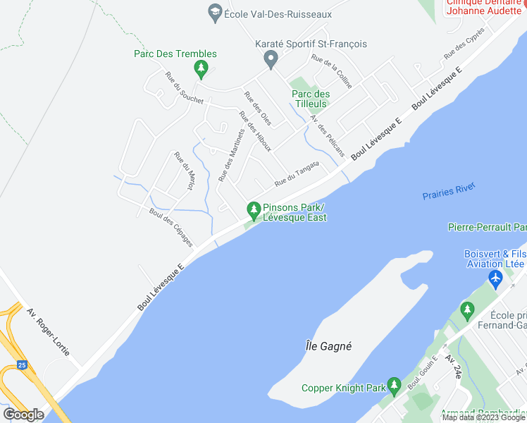 map of restaurants, bars, coffee shops, grocery stores, and more near 7288 Boulevard Lévesque Est in Laval