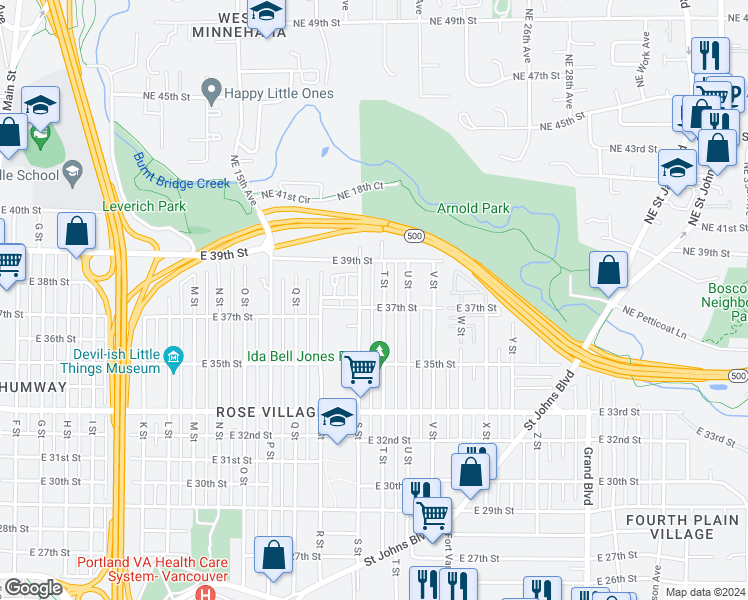 map of restaurants, bars, coffee shops, grocery stores, and more near 1915 East 37th Street in Vancouver