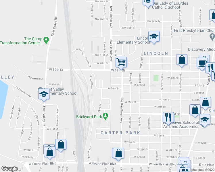 map of restaurants, bars, coffee shops, grocery stores, and more near 1115 West 36th Street in Vancouver