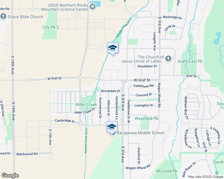 map of restaurants, bars, coffee shops, grocery stores, and more near 823 Brookdale Drive in Bozeman