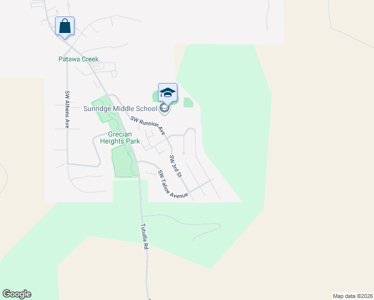map of restaurants, bars, coffee shops, grocery stores, and more near 1703 Southwest 2nd Street in Pendleton