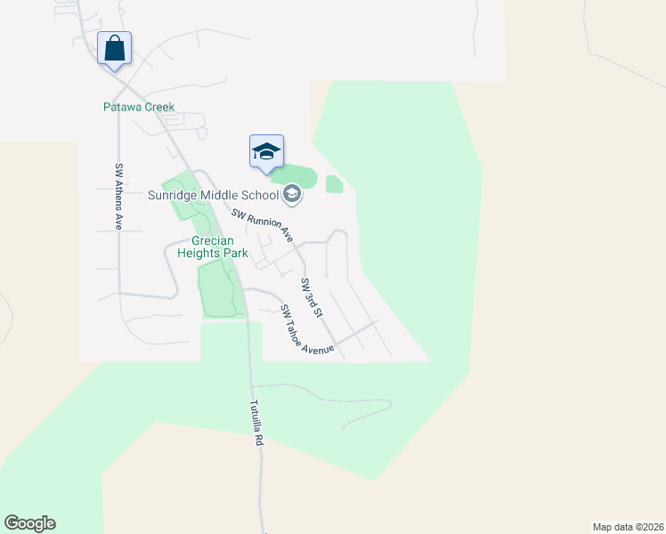 map of restaurants, bars, coffee shops, grocery stores, and more near 1703 Southwest 2nd Street in Pendleton