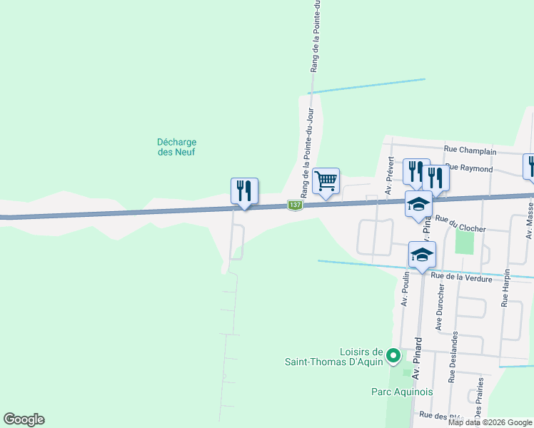 map of restaurants, bars, coffee shops, grocery stores, and more near 7535 Boulevard Laframboise in Saint-Hyacinthe