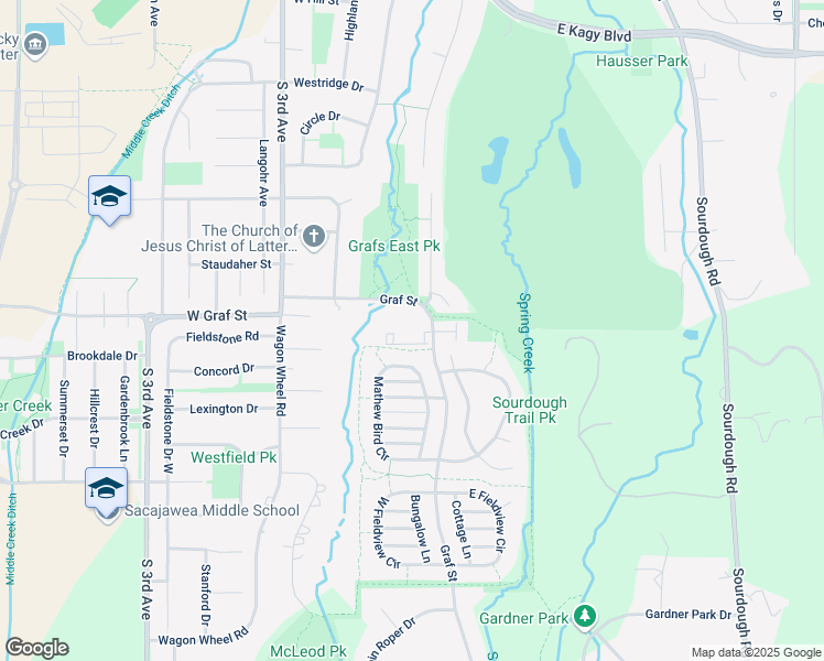 map of restaurants, bars, coffee shops, grocery stores, and more near 100 Billion Place in Bozeman