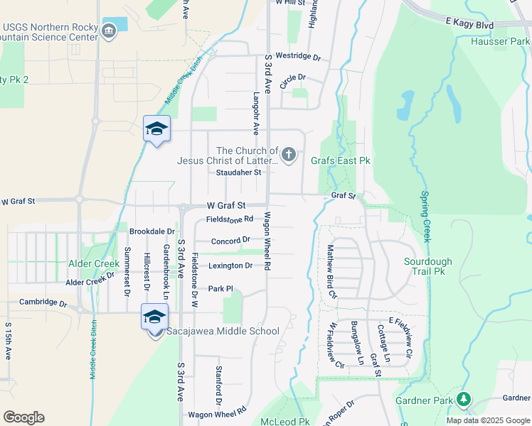 map of restaurants, bars, coffee shops, grocery stores, and more near 3020 Langohr Avenue in Bozeman