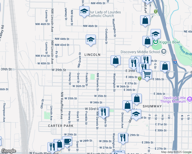 map of restaurants, bars, coffee shops, grocery stores, and more near in Vancouver