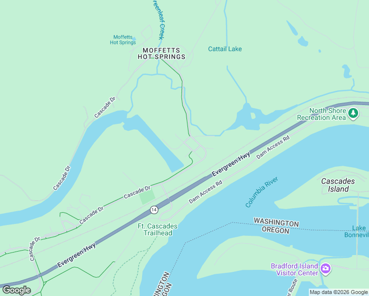 map of restaurants, bars, coffee shops, grocery stores, and more near 919 Lakeside Way in North Bonneville