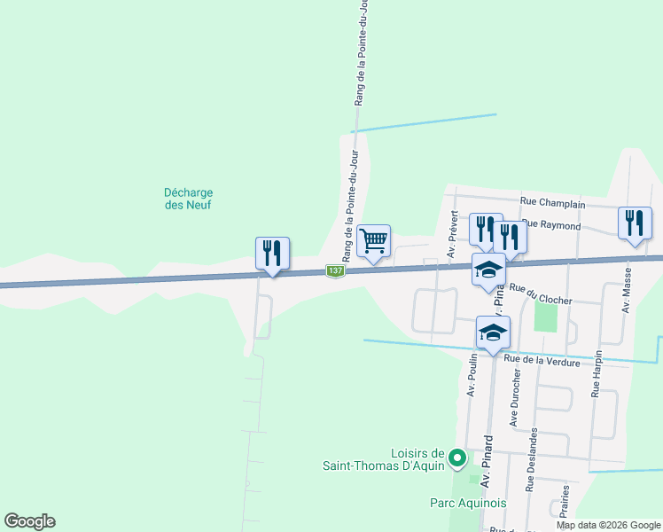 map of restaurants, bars, coffee shops, grocery stores, and more near 7450 Boulevard Laframboise in Saint-Hyacinthe