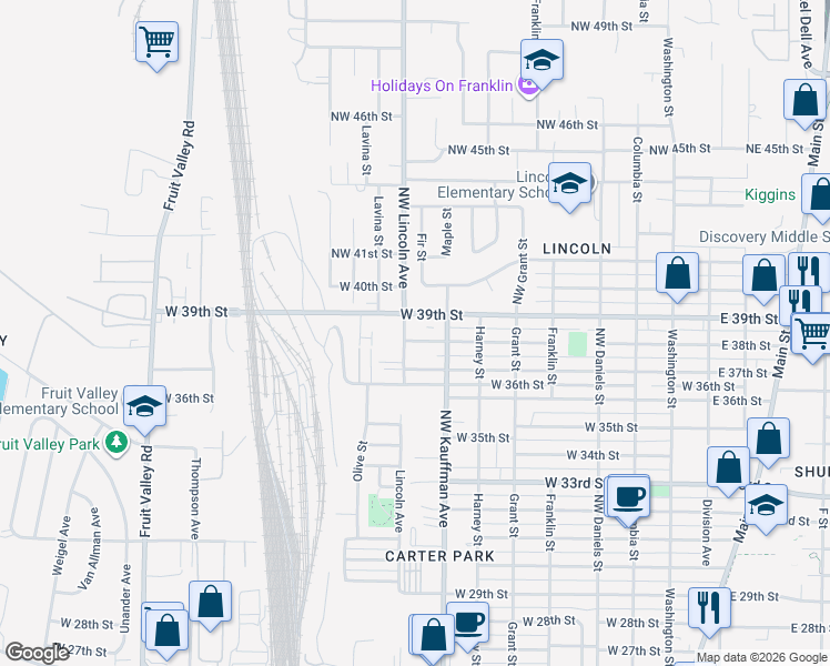 map of restaurants, bars, coffee shops, grocery stores, and more near 3807 Lincoln Avenue in Vancouver