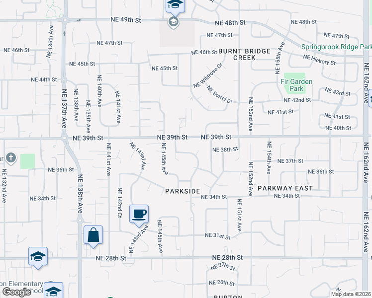 map of restaurants, bars, coffee shops, grocery stores, and more near 14702 Northeast 37th Street in Vancouver