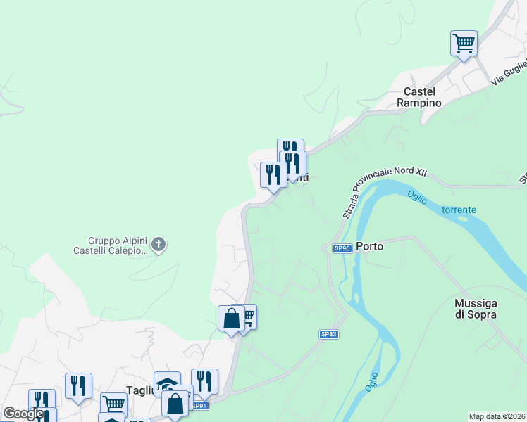 map of restaurants, bars, coffee shops, grocery stores, and more near 6 Via Frate Ambrogio in Tagliuno