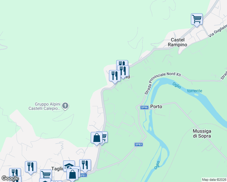 map of restaurants, bars, coffee shops, grocery stores, and more near 6 Via Frate Ambrogio in Tagliuno
