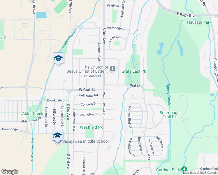 map of restaurants, bars, coffee shops, grocery stores, and more near 110 Graf St in Bozeman