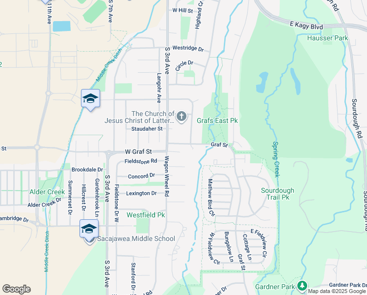 map of restaurants, bars, coffee shops, grocery stores, and more near 110 Graf Street in Bozeman