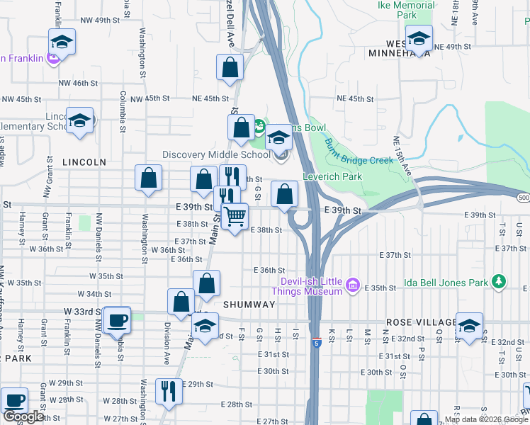 map of restaurants, bars, coffee shops, grocery stores, and more near 703 East 39th Street in Vancouver
