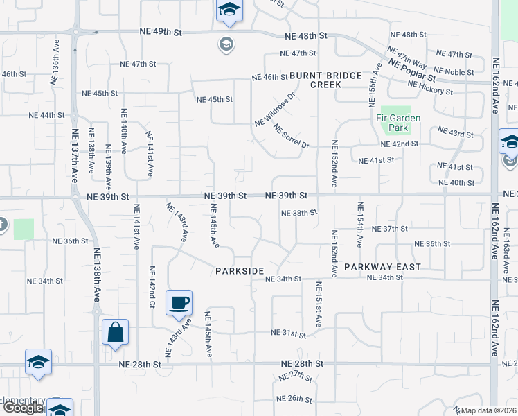 map of restaurants, bars, coffee shops, grocery stores, and more near 3714 Northeast 148th Court in Vancouver