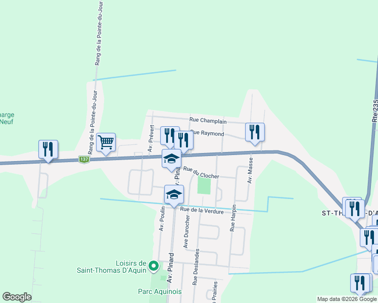 map of restaurants, bars, coffee shops, grocery stores, and more near 6775 Avenue du Terroir in Saint-Hyacinthe