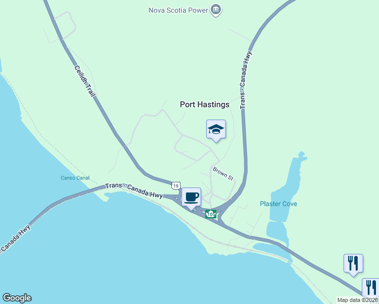 map of restaurants, bars, coffee shops, grocery stores, and more near 22 Highview Street in Port Hastings