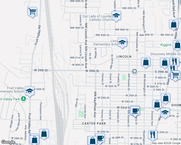 map of restaurants, bars, coffee shops, grocery stores, and more near 3807 Lincoln Avenue in Vancouver